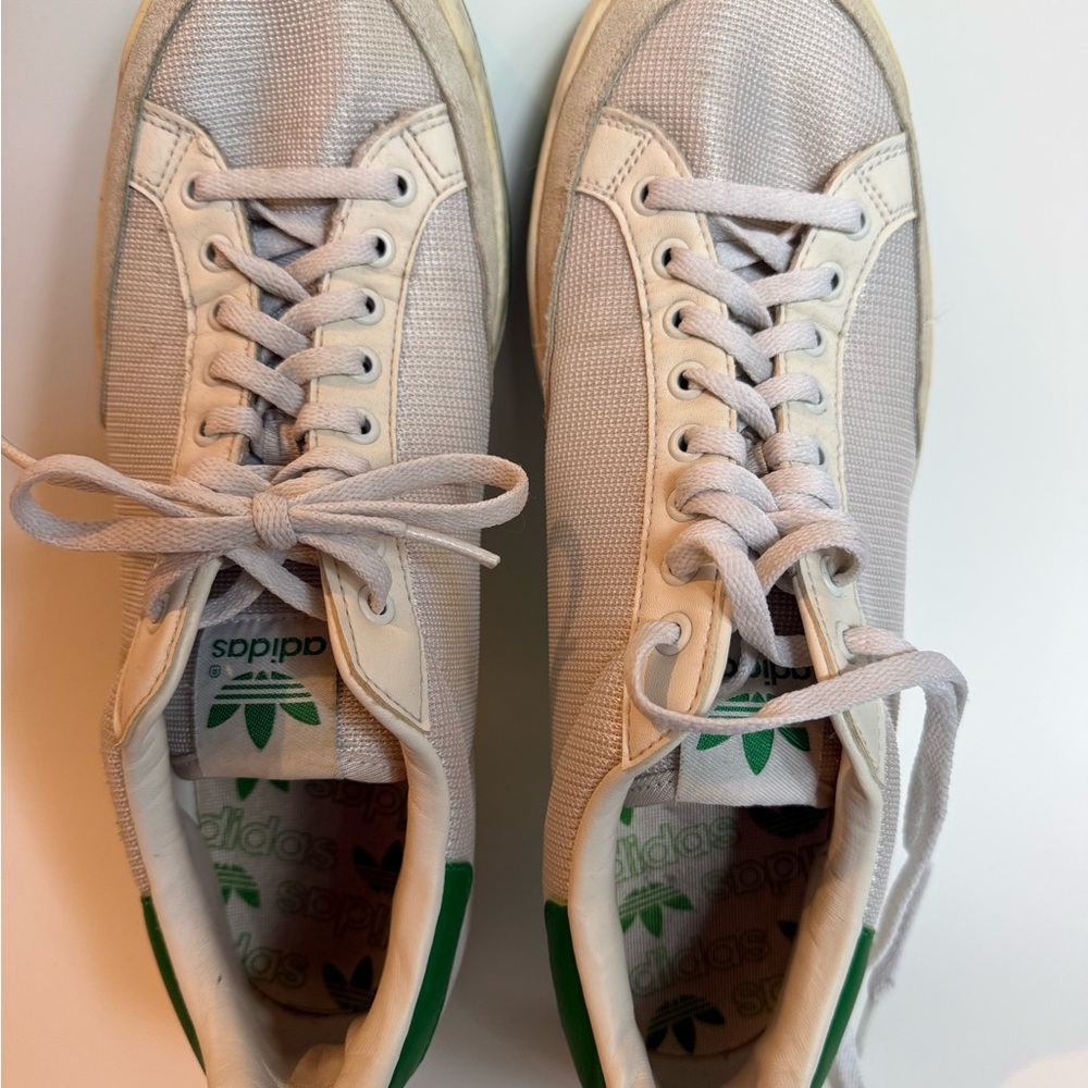 Adidas Rod Laver White Lucky Green Sneakers Sz 9.5 - Picture 2 of 5